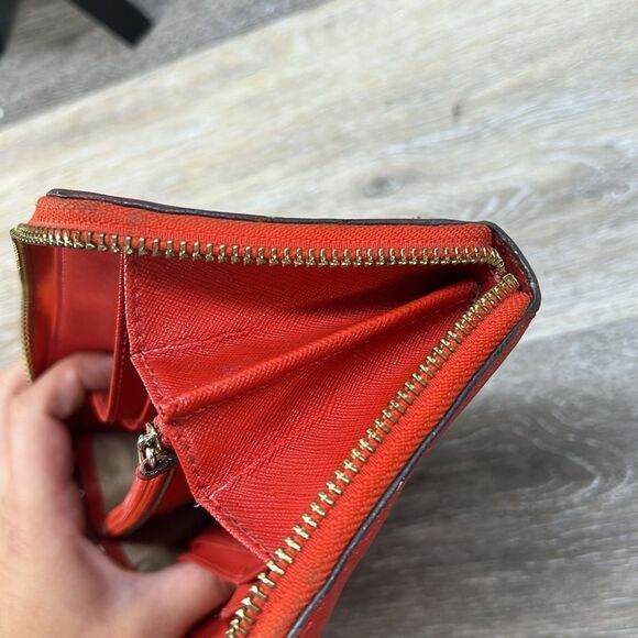 Michael Kors redish orange full zip wallet - Picture 9 of 10
